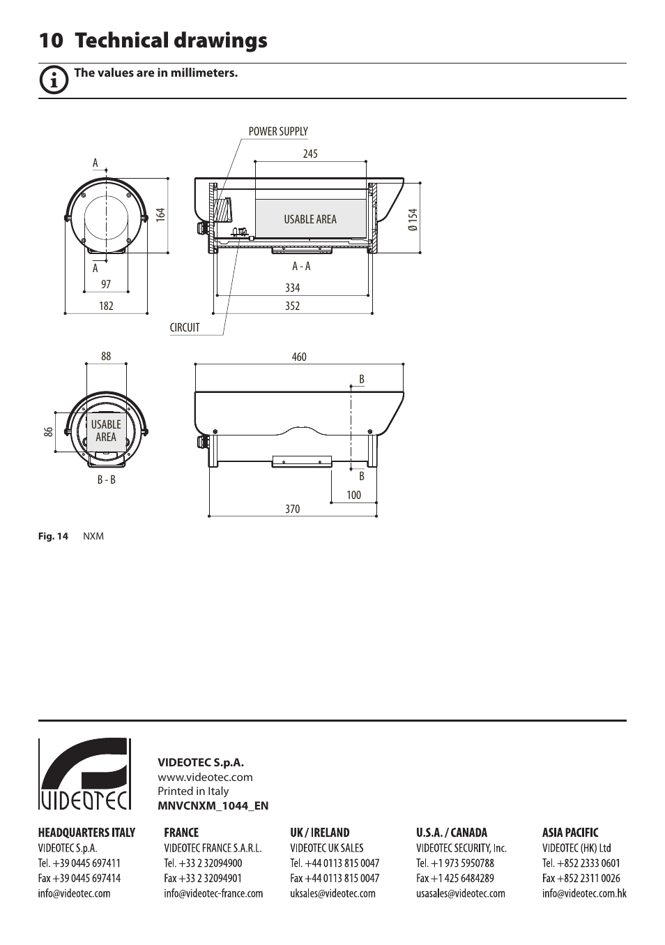 10 technical drawings | Videotec NXM User Manual | Page 10 / 36