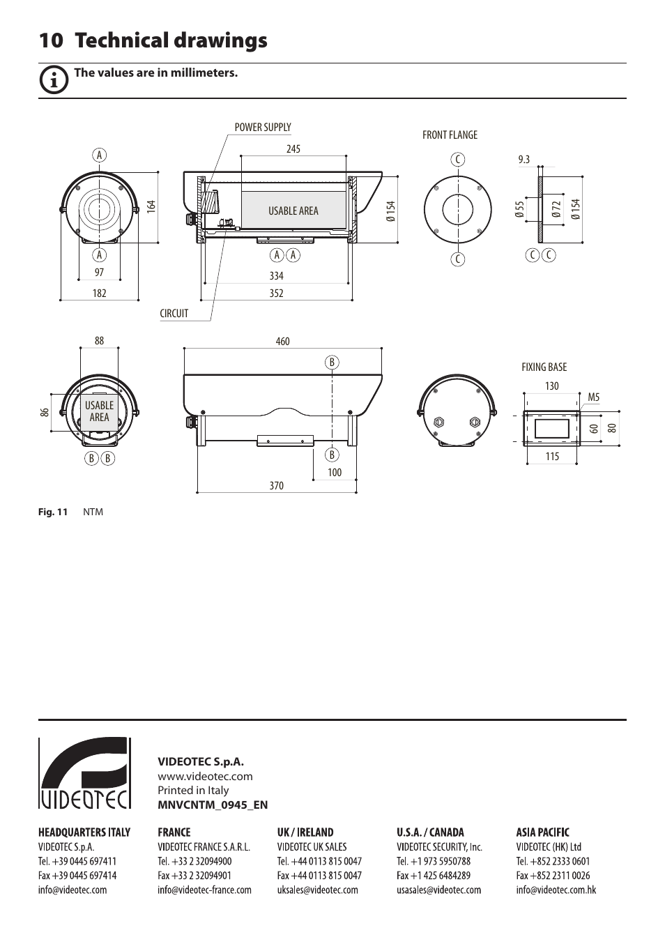 10 technical drawings | Videotec NTM User Manual | Page 10 / 36