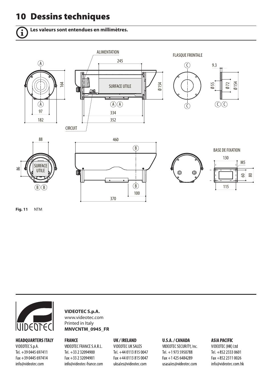 10 dessins techniques | Videotec NTM User Manual | Page 26 / 36