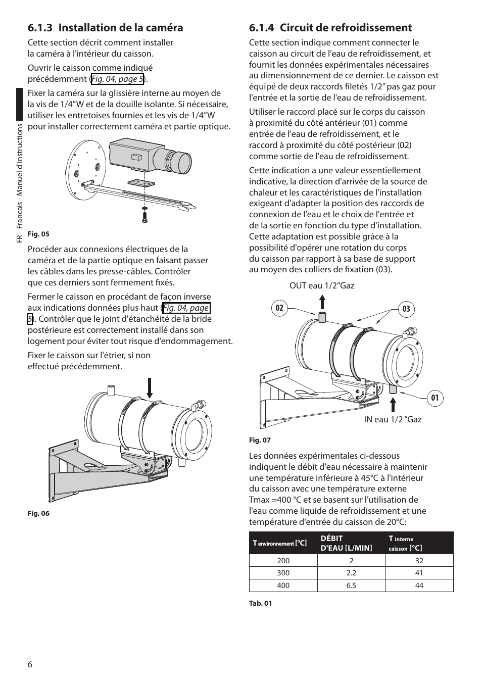 3 installation de la caméra, 4 circuit de refroidissement | Videotec NXW User Manual | Page 28 / 44