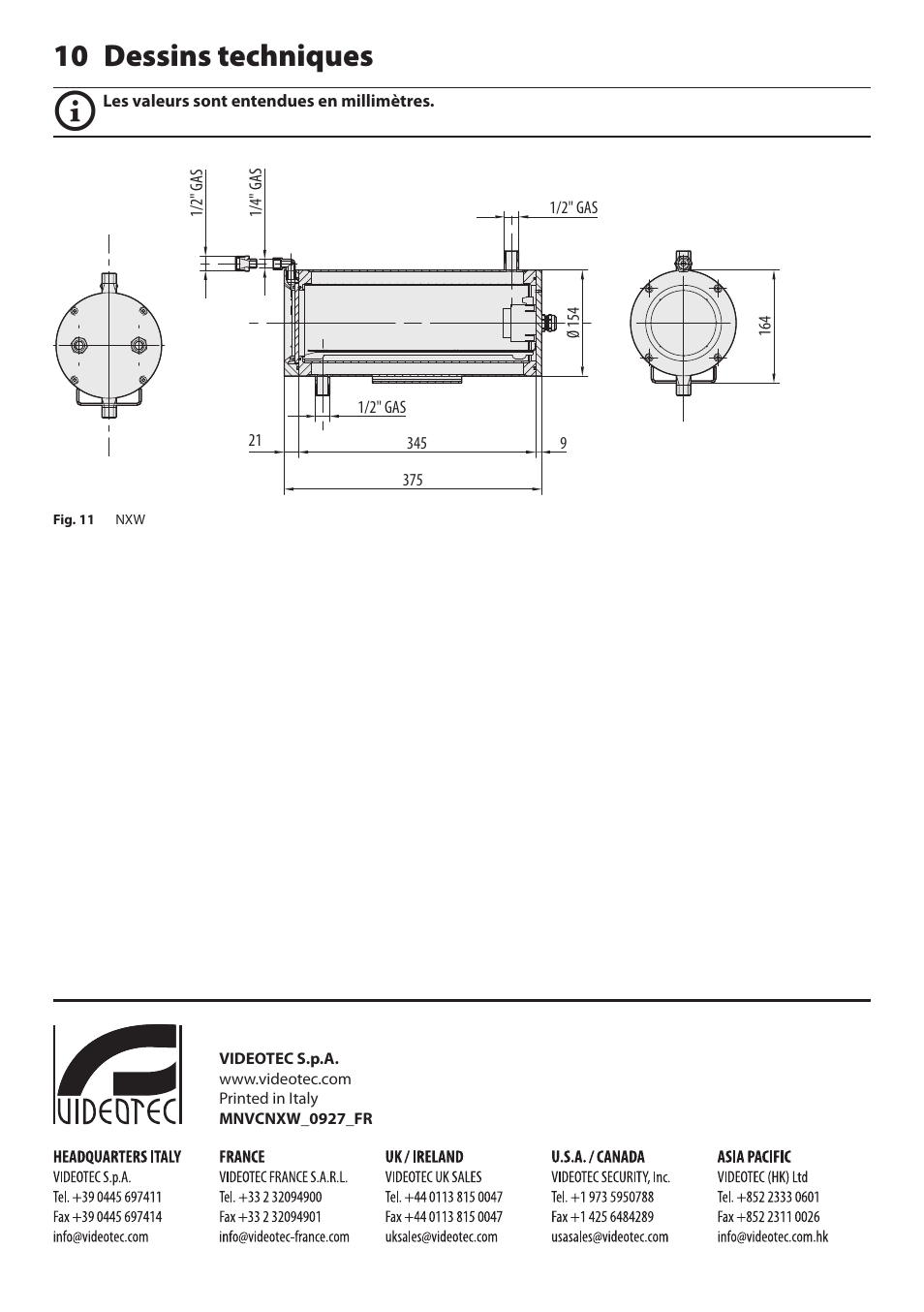 10 dessins techniques | Videotec NXW User Manual | Page 32 / 44