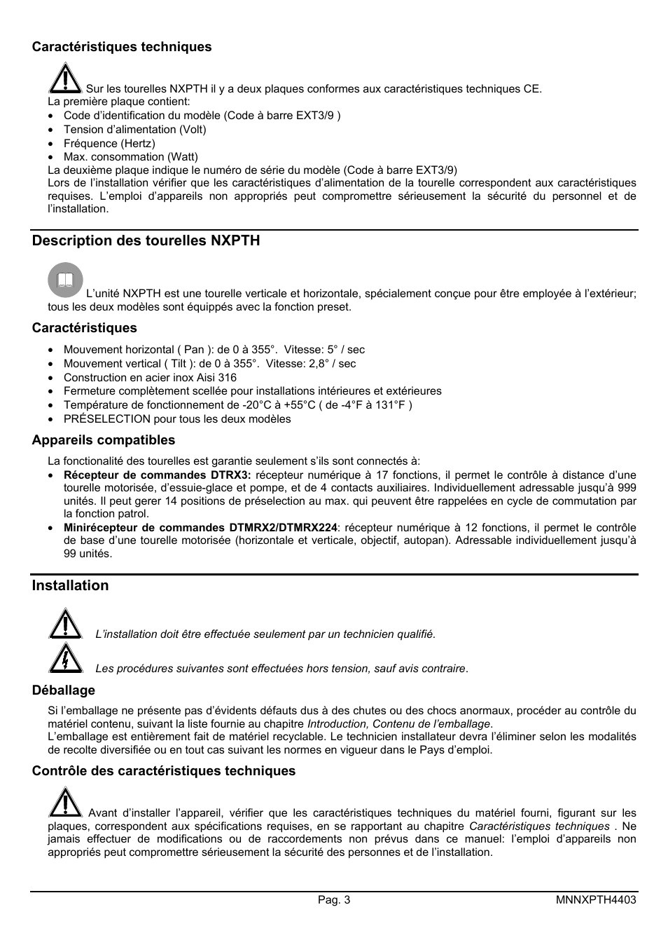 Videotec NXPTH User Manual | Page 27 / 42