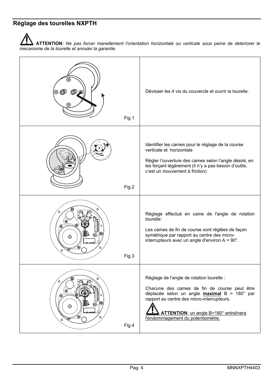 Réglage des tourelles nxpth | Videotec NXPTH User Manual | Page 28 / 42
