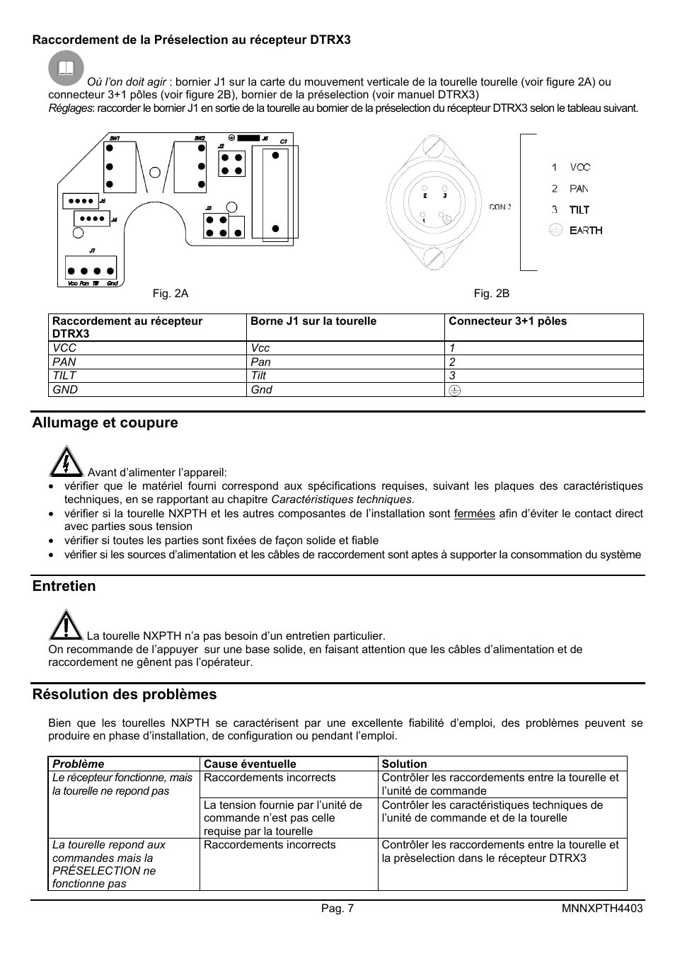 Allumage et coupure, Entretien, Résolution des problèmes | Videotec NXPTH User Manual | Page 31 / 42