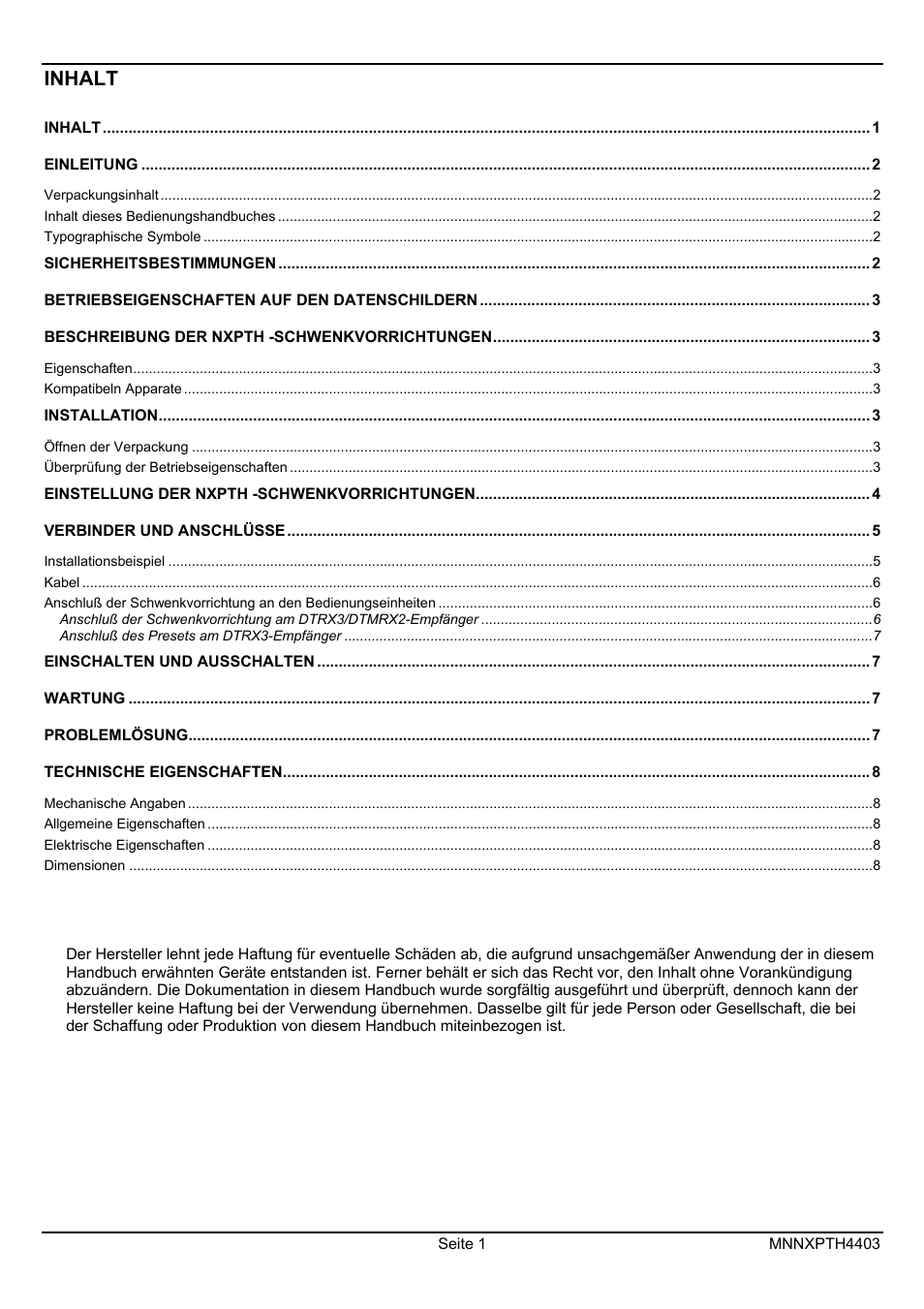 Inhalt | Videotec NXPTH User Manual | Page 35 / 42