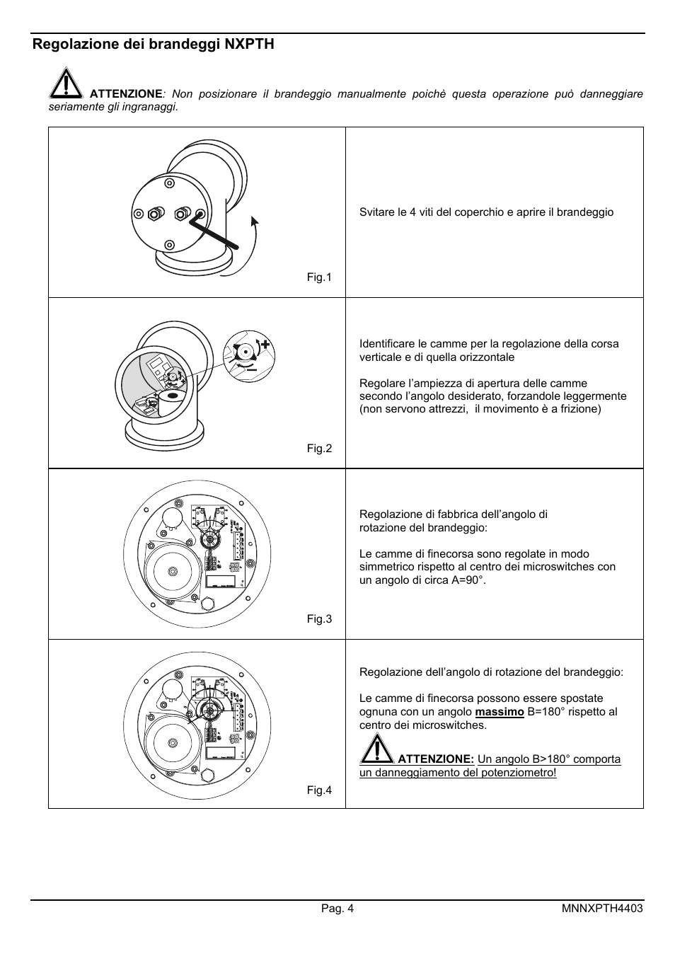 Regolazione dei brandeggi nxpth | Videotec NXPTH User Manual | Page 8 / 42