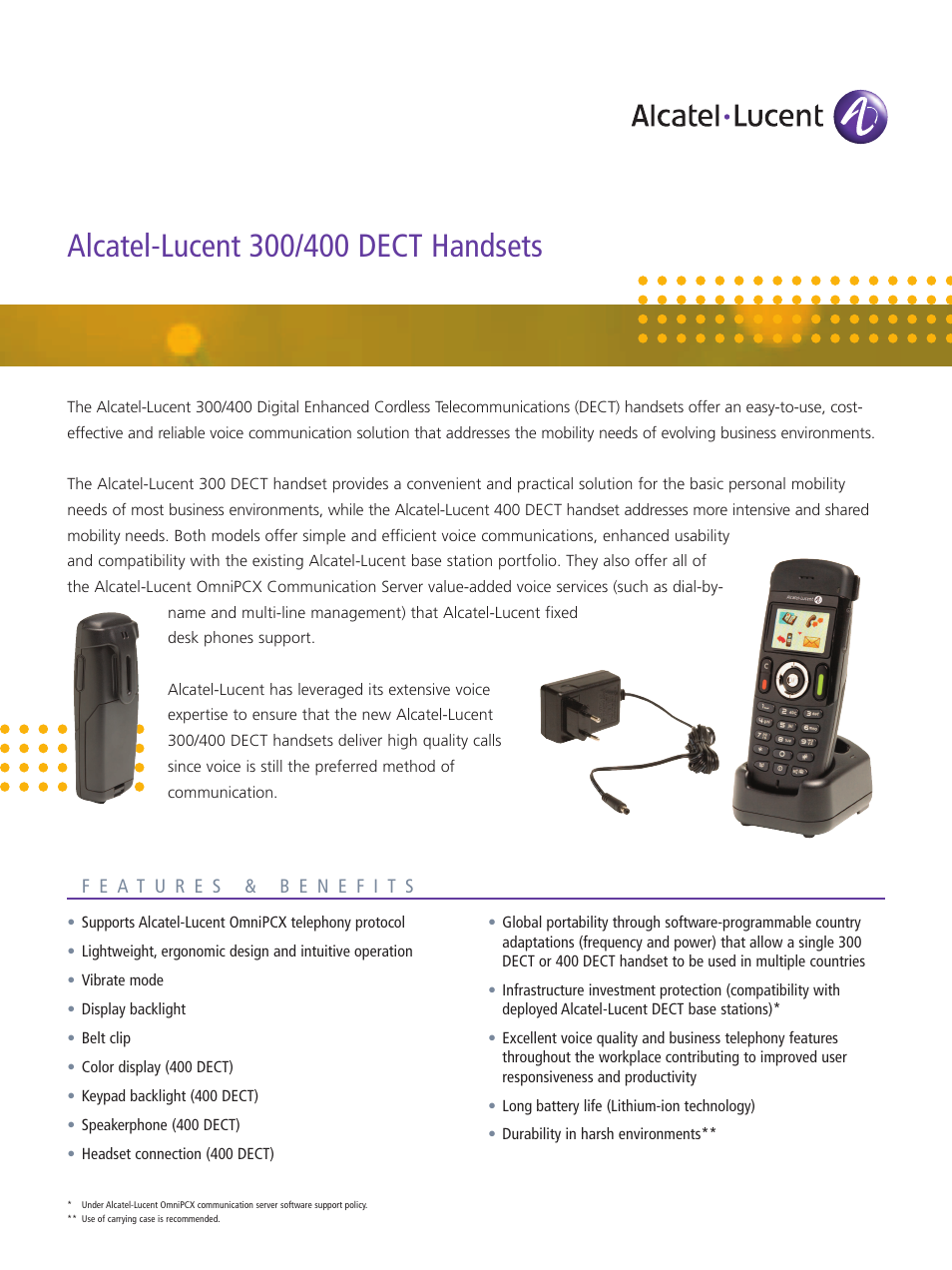 Alcatel-Lucent 400 User Manual | 2 pages