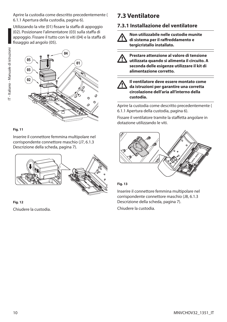 3 ventilatore, 1 installazione del ventilatore | Videotec HOV User Manual | Page 26 / 60