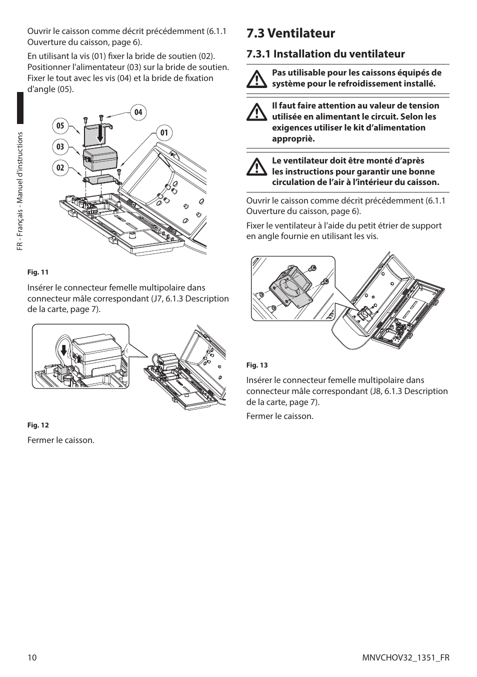 3 ventilateur, 1 installation du ventilateur | Videotec HOV User Manual | Page 40 / 60