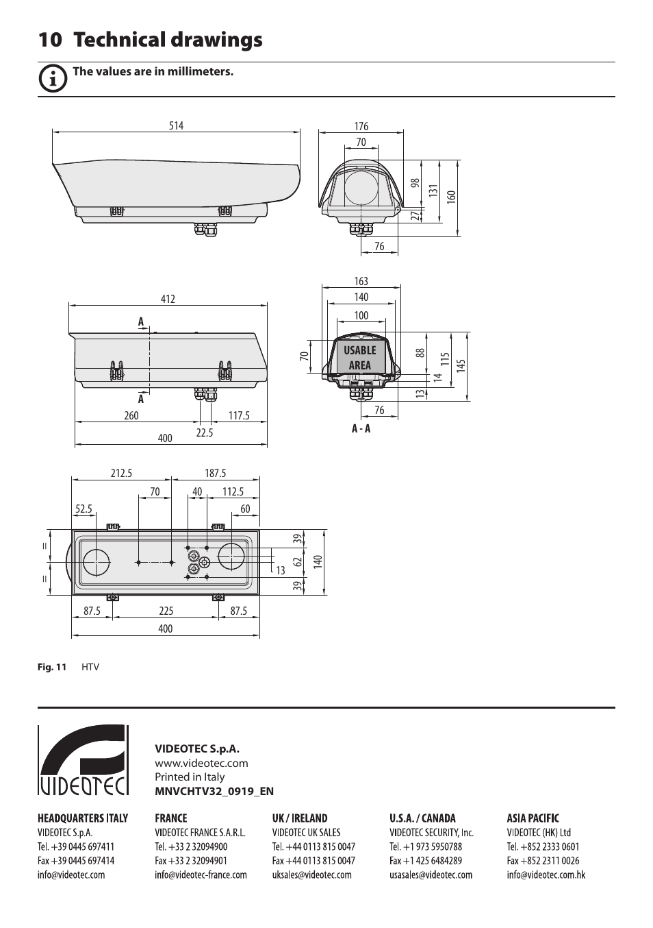 10 technical drawings | Videotec HTV User Manual | Page 10 / 36