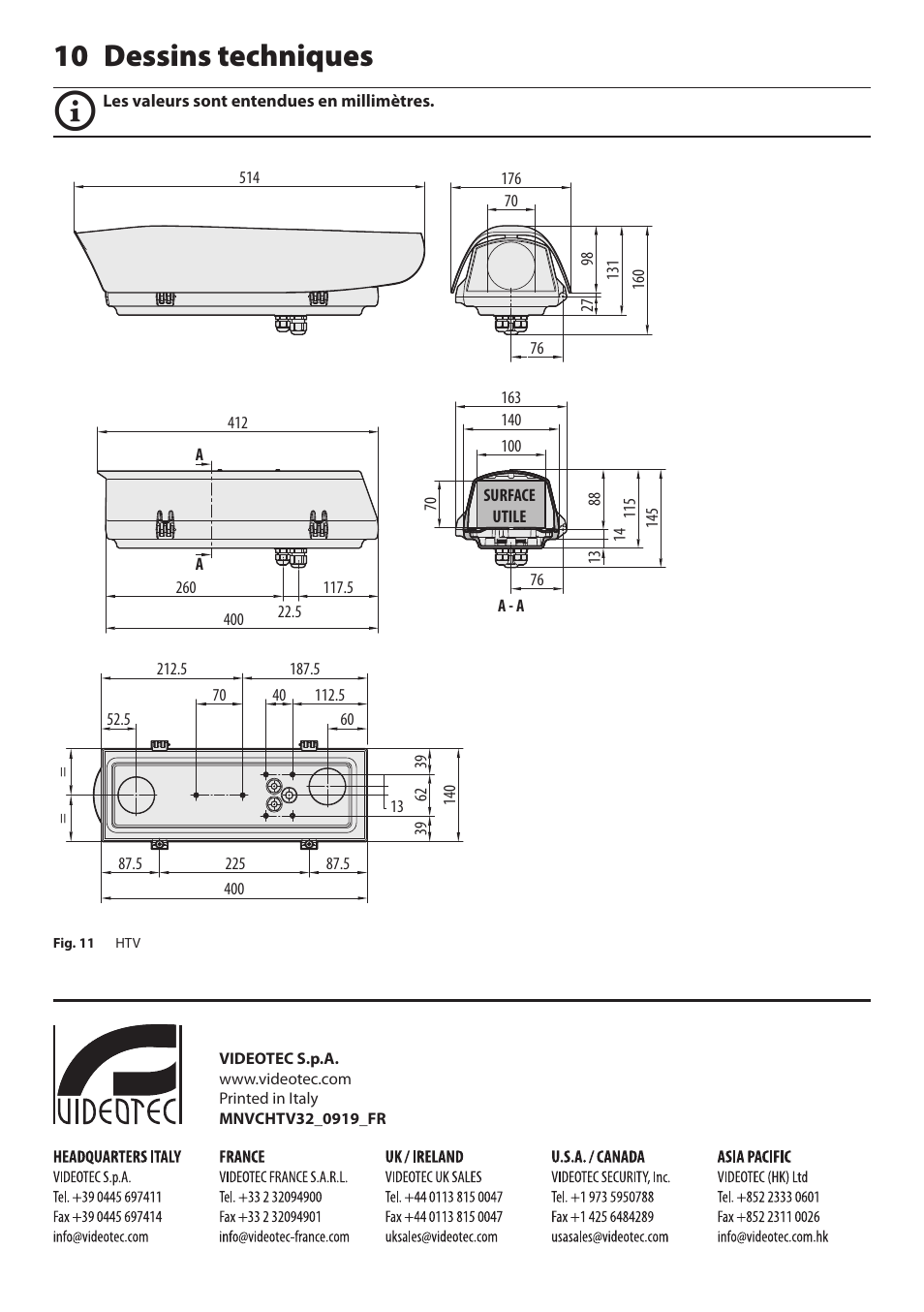 10 dessins techniques | Videotec HTV User Manual | Page 26 / 36