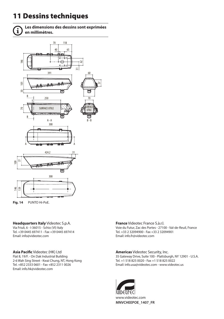 11 dessins techniques | Videotec PUNTO HI-PoE User Manual | Page 32 / 44