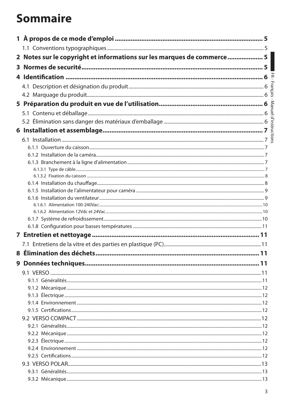 Sommaire | Videotec VERSO POLAR User Manual | Page 33 / 60