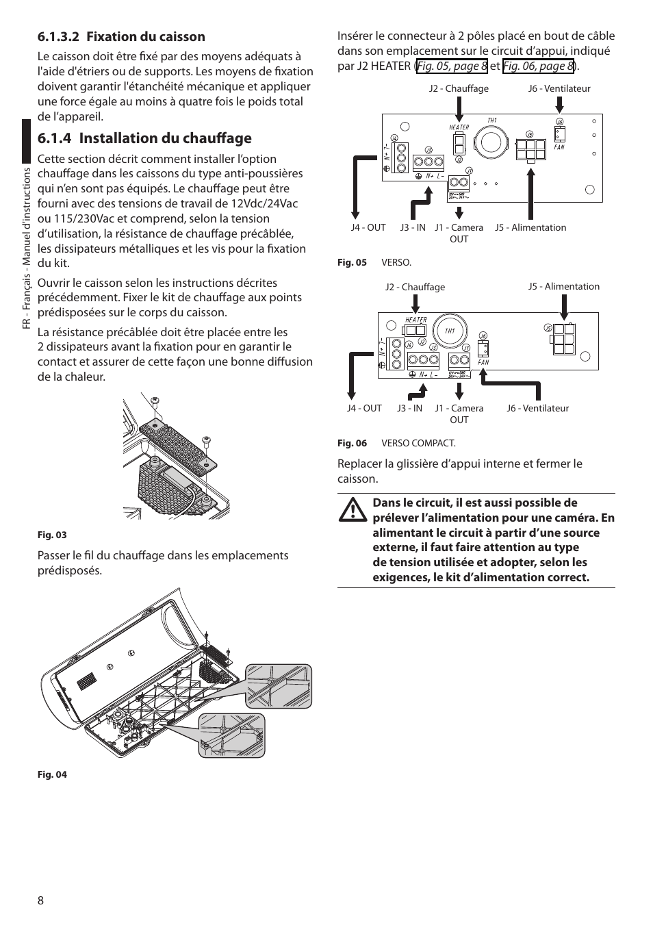 2 fixation du caisson, 4 installation du chauffage | Videotec VERSO POLAR User Manual | Page 38 / 60