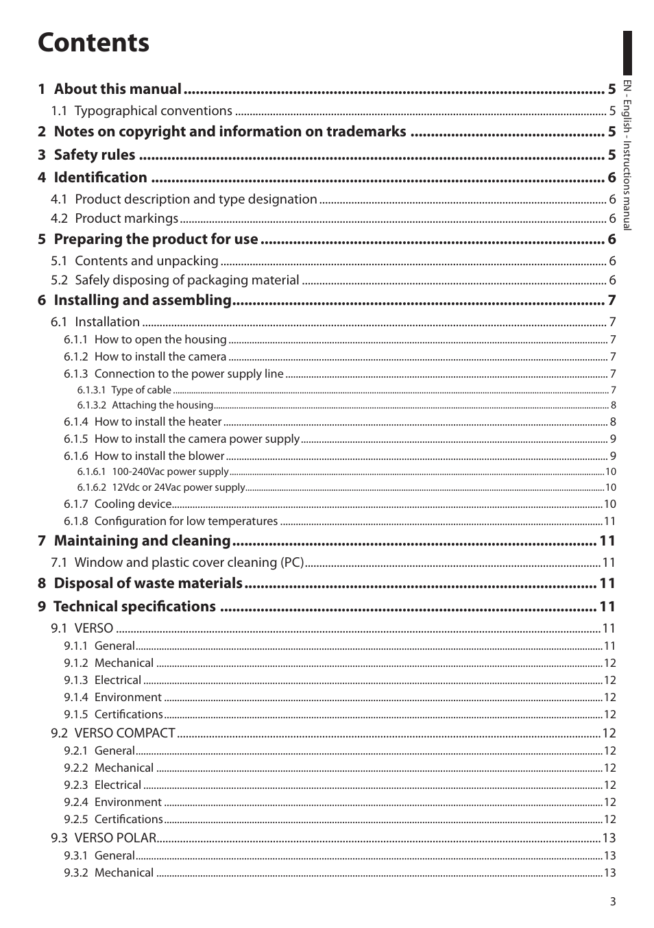 Videotec VERSO POLAR User Manual | Page 5 / 60