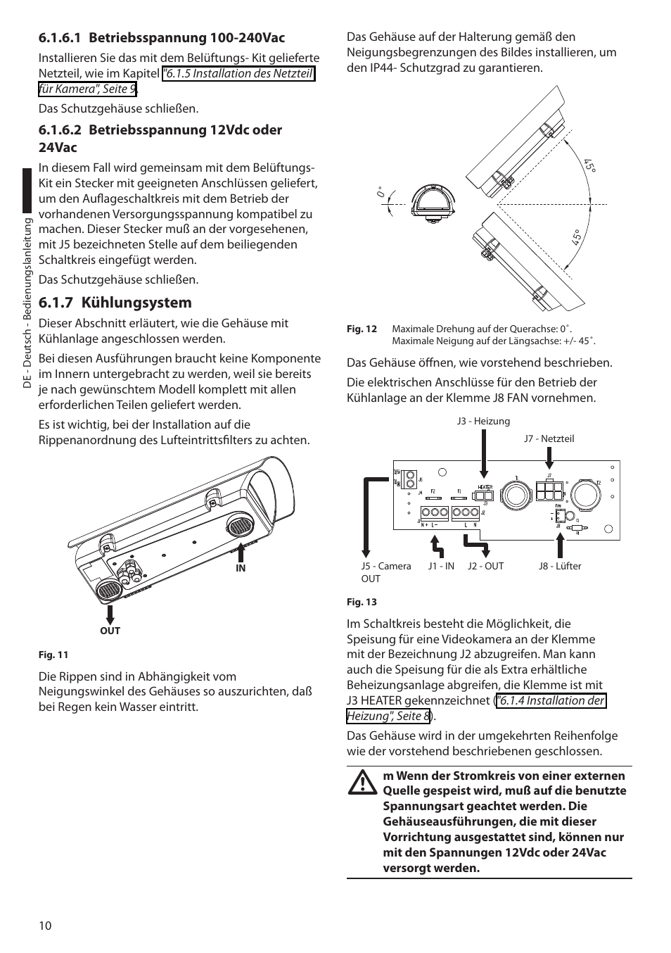 1 betriebsspannung 100-240vac, 2 betriebsspannung 12vdc oder 24vac, 7 kühlungsystem | Videotec VERSO POLAR User Manual | Page 54 / 60