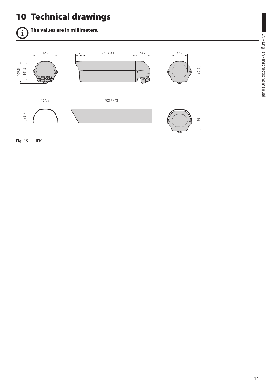 10 technical drawings, Technical drawings 10 | Videotec HEK User Manual | Page 13 / 52