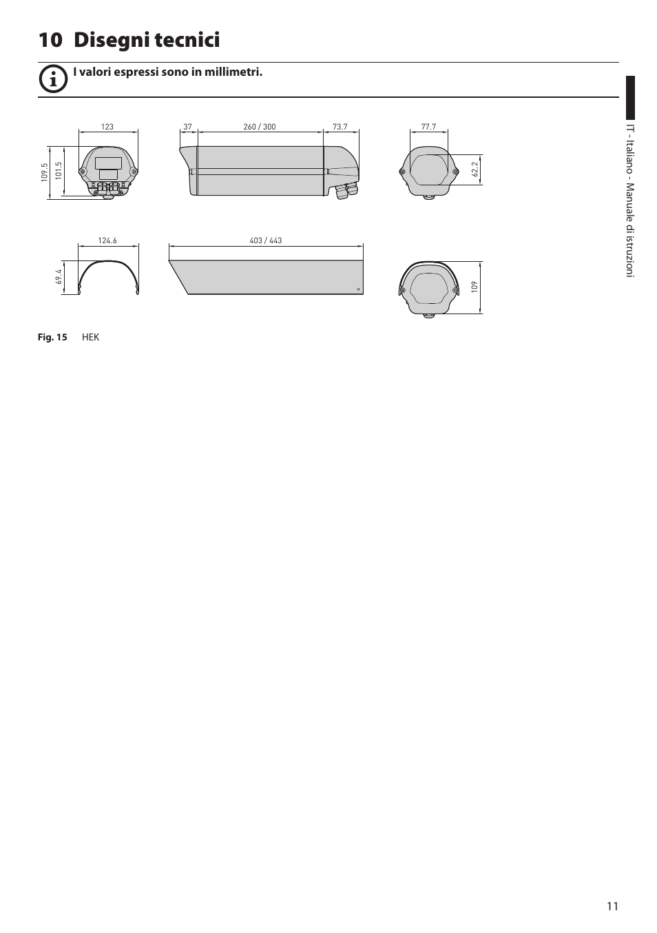 10 disegni tecnici, Disegni tecnici 10 | Videotec HEK User Manual | Page 25 / 52