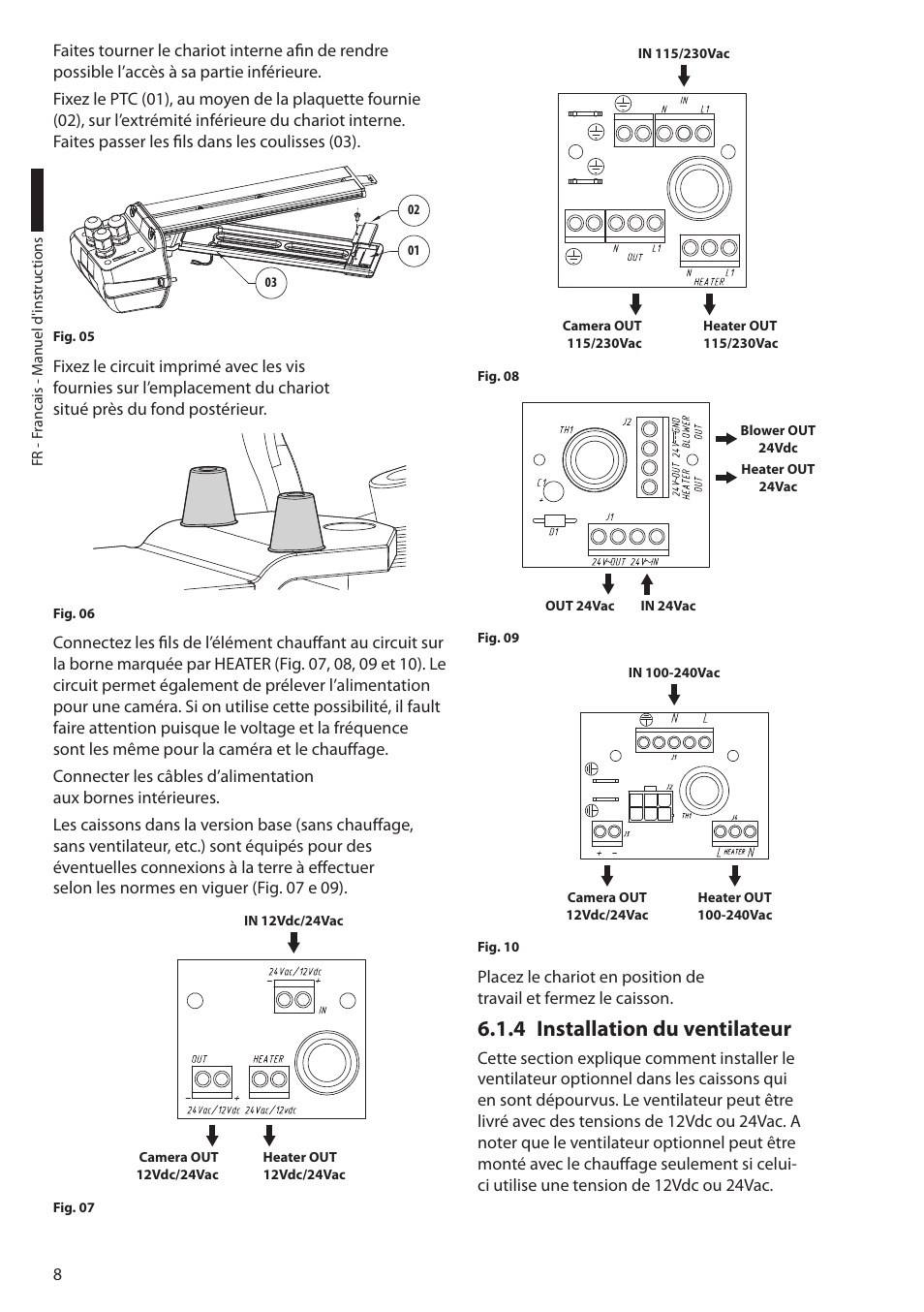 4 installation du ventilateur, Installation du ventilateur 6.1.4 | Videotec HEK User Manual | Page 34 / 52