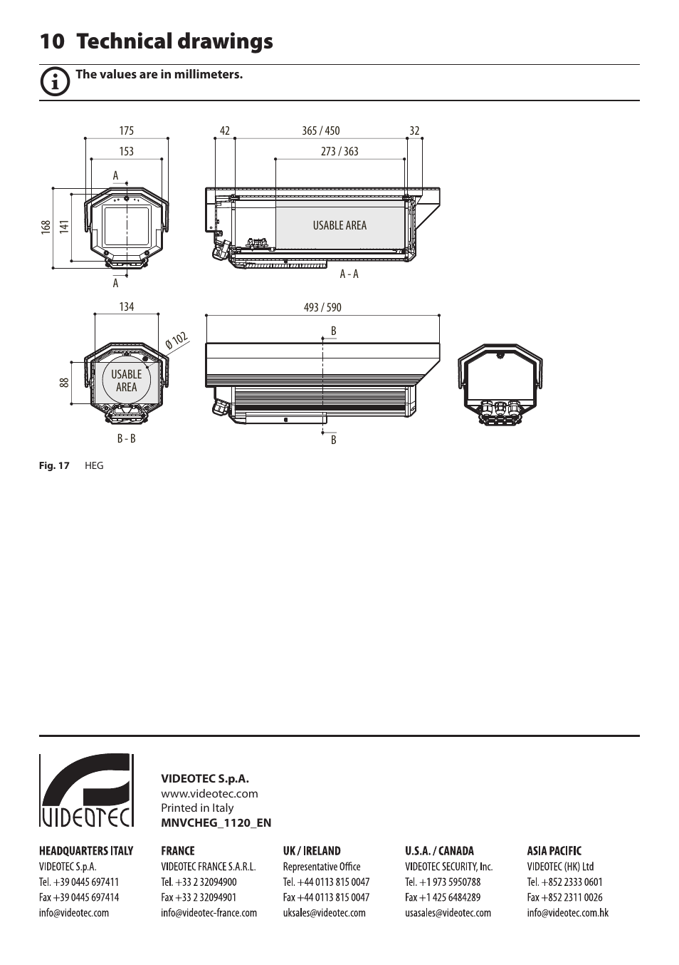 10 technical drawings | Videotec HEG User Manual | Page 12 / 44