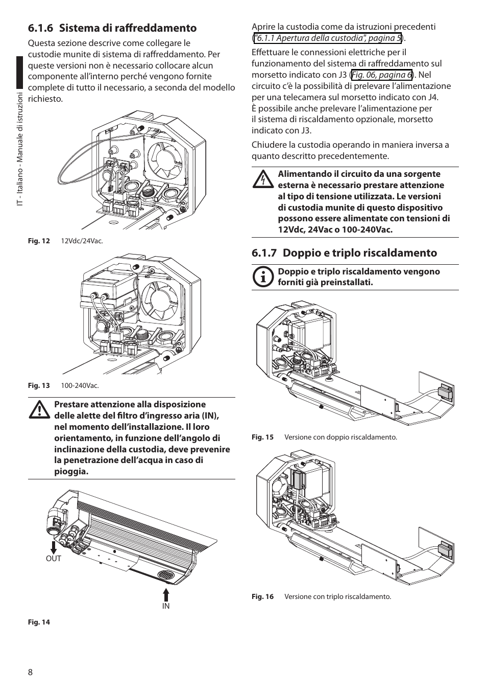 6 sistema di raffreddamento, 7 doppio e triplo riscaldamento | Videotec HEG User Manual | Page 20 / 44