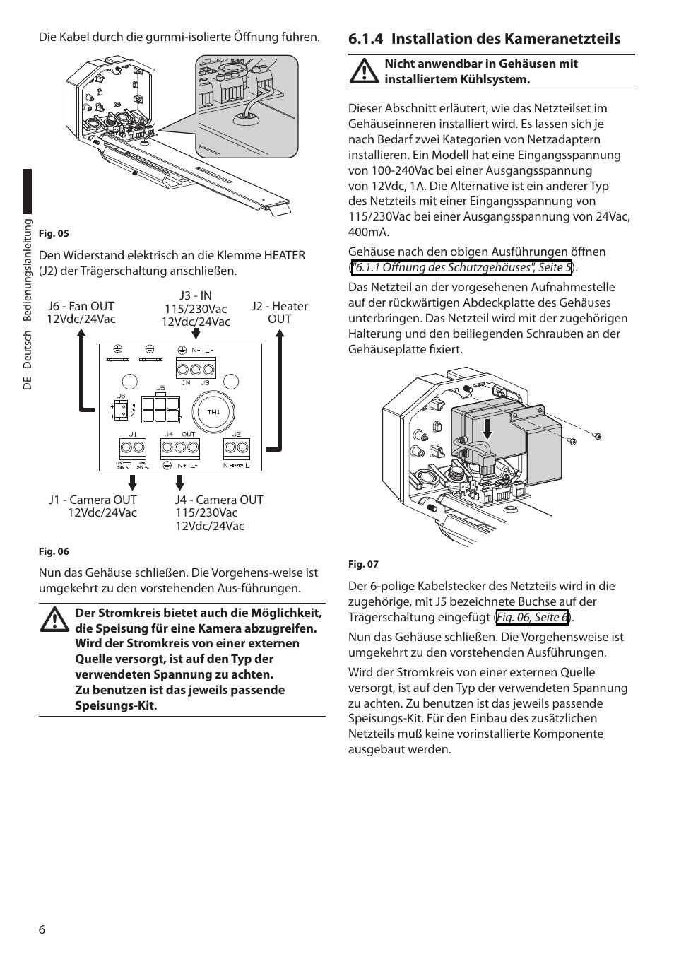 4 installation des kameranetzteils | Videotec HEG User Manual | Page 38 / 44