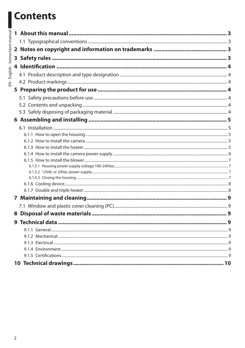 Videotec HEG User Manual | Page 4 / 44