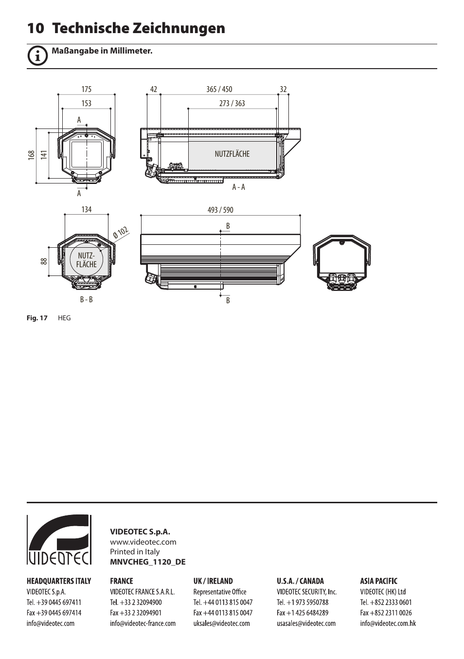 10 technische zeichnungen | Videotec HEG User Manual | Page 42 / 44