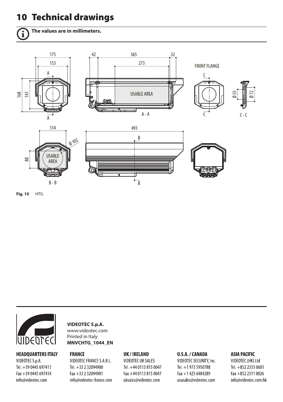 10 technical drawings | Videotec HTG User Manual | Page 10 / 36