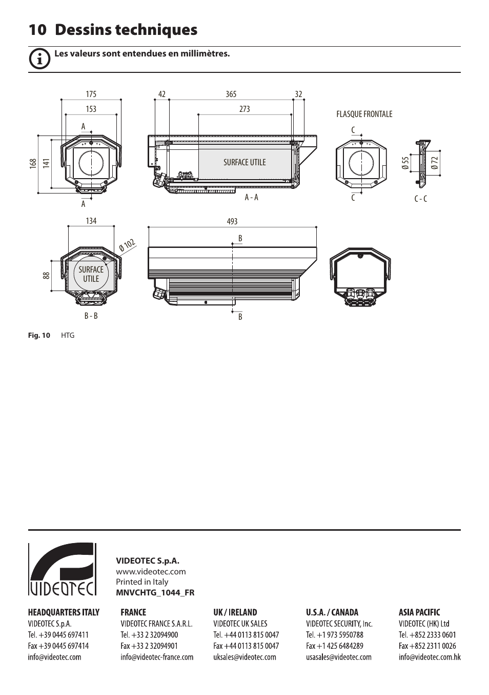 10 dessins techniques | Videotec HTG User Manual | Page 26 / 36