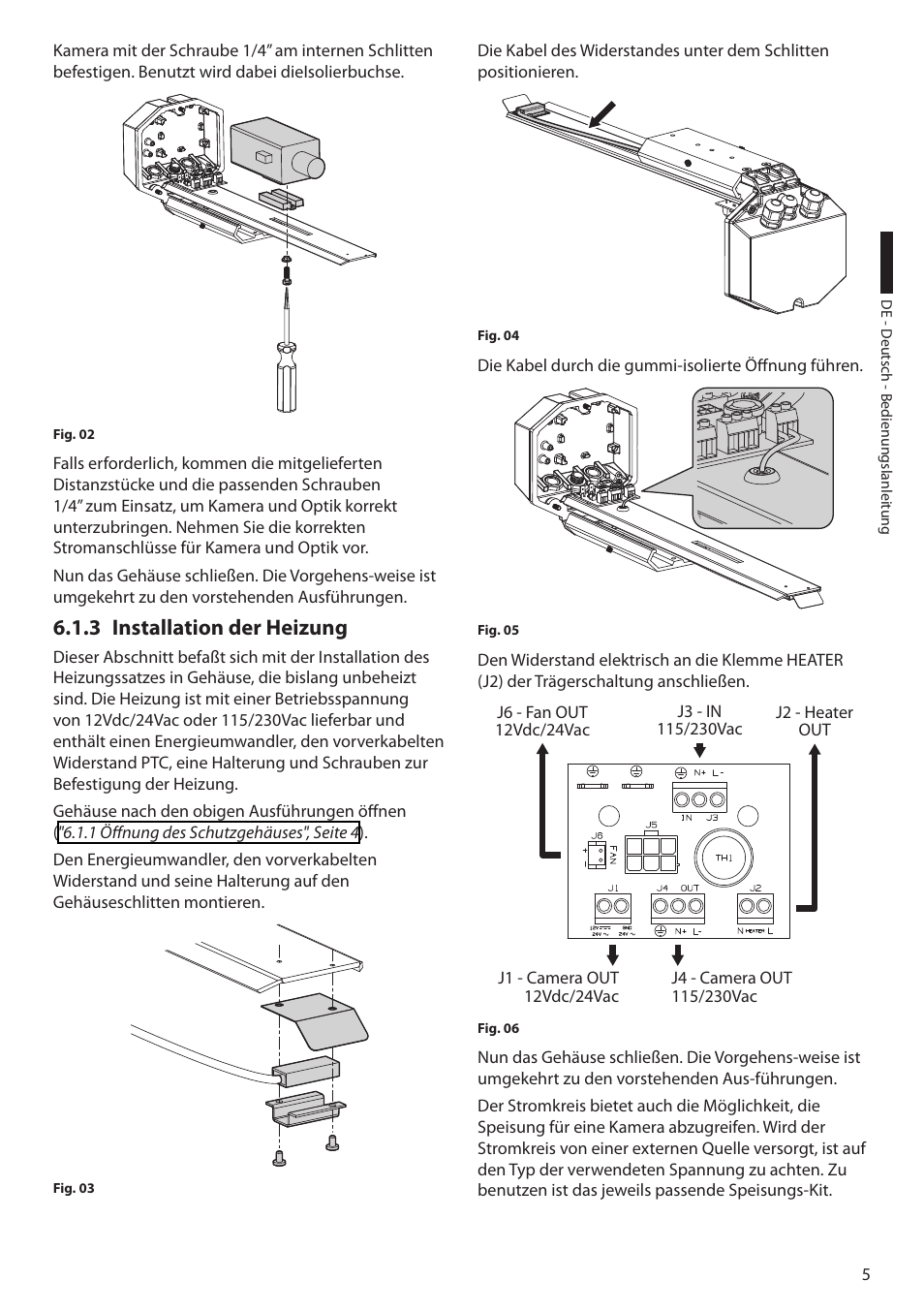 3 installation der heizung | Videotec HTG User Manual | Page 31 / 36