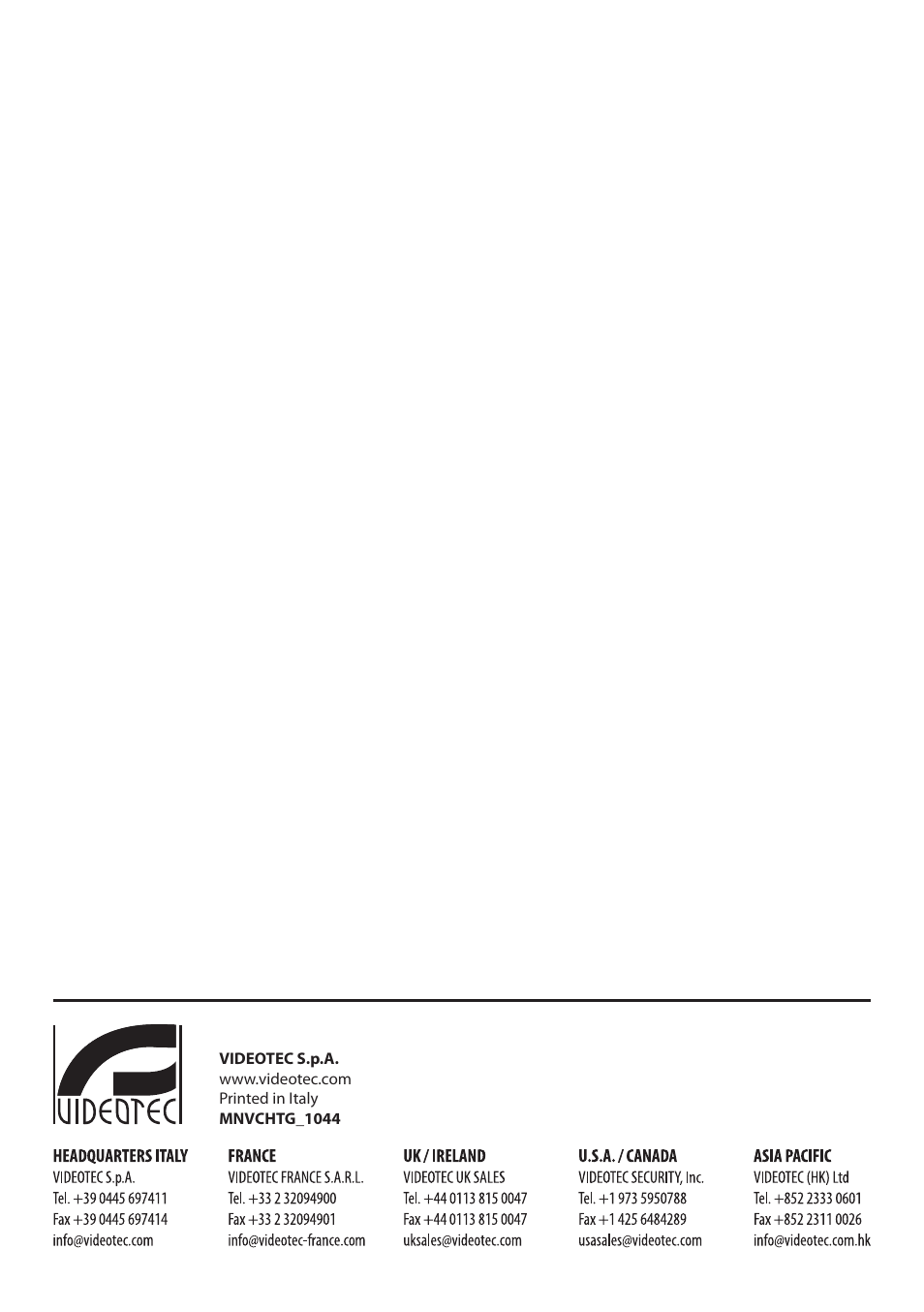 Videotec HTG User Manual | Page 36 / 36