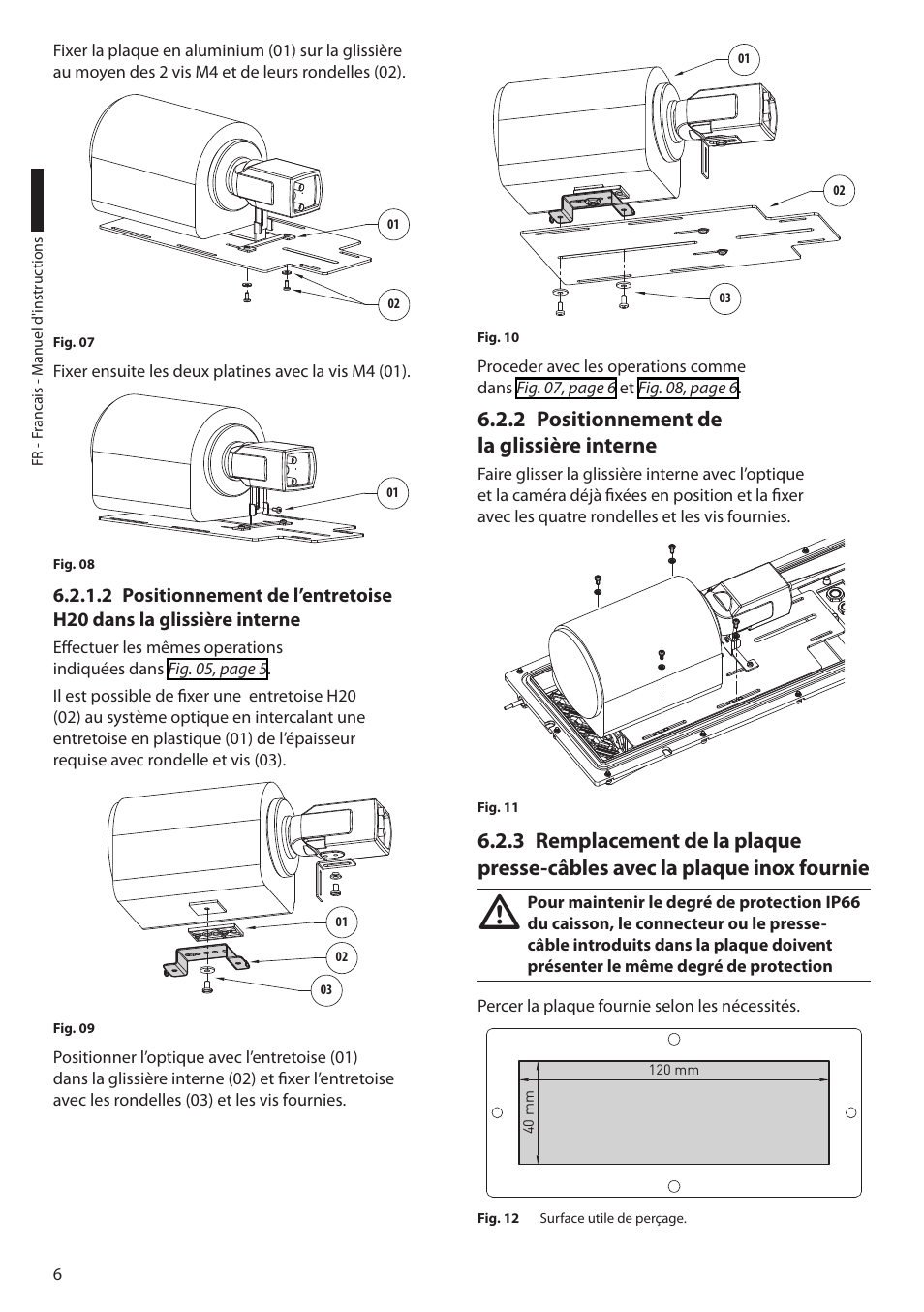 2 positionnement de la glissière interne | Videotec HGV User Manual | Page 28 / 44