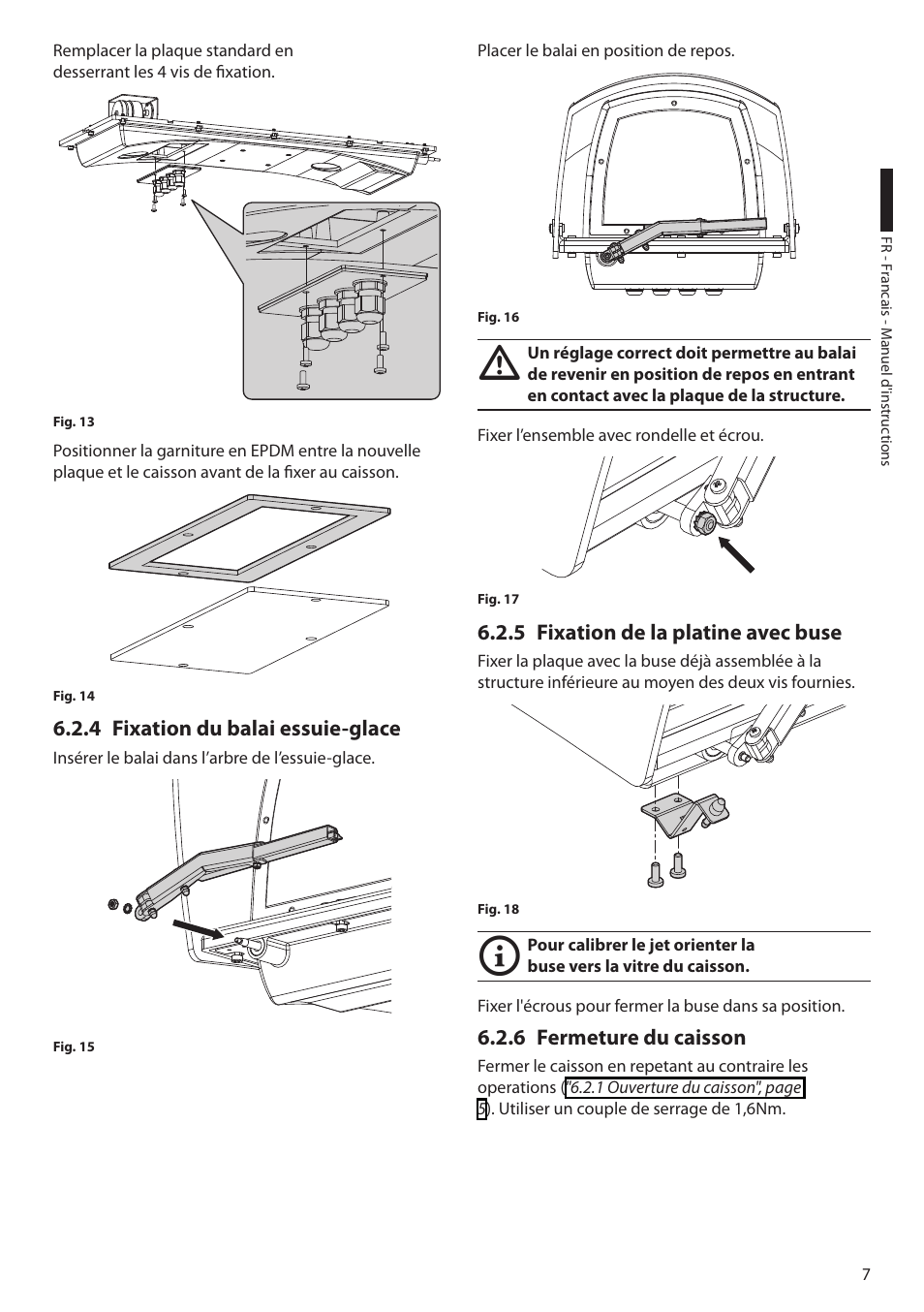 4 fixation du balai essuie-glace, 5 fixation de la platine avec buse, 6 fermeture du caisson | Videotec HGV User Manual | Page 29 / 44