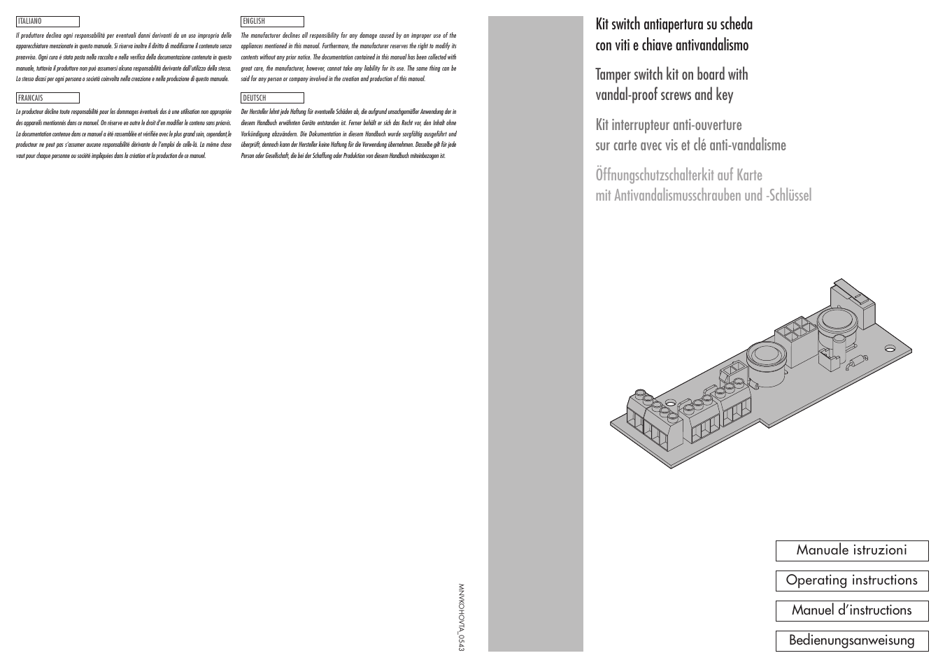 Videotec OHOVTA User Manual | 2 pages