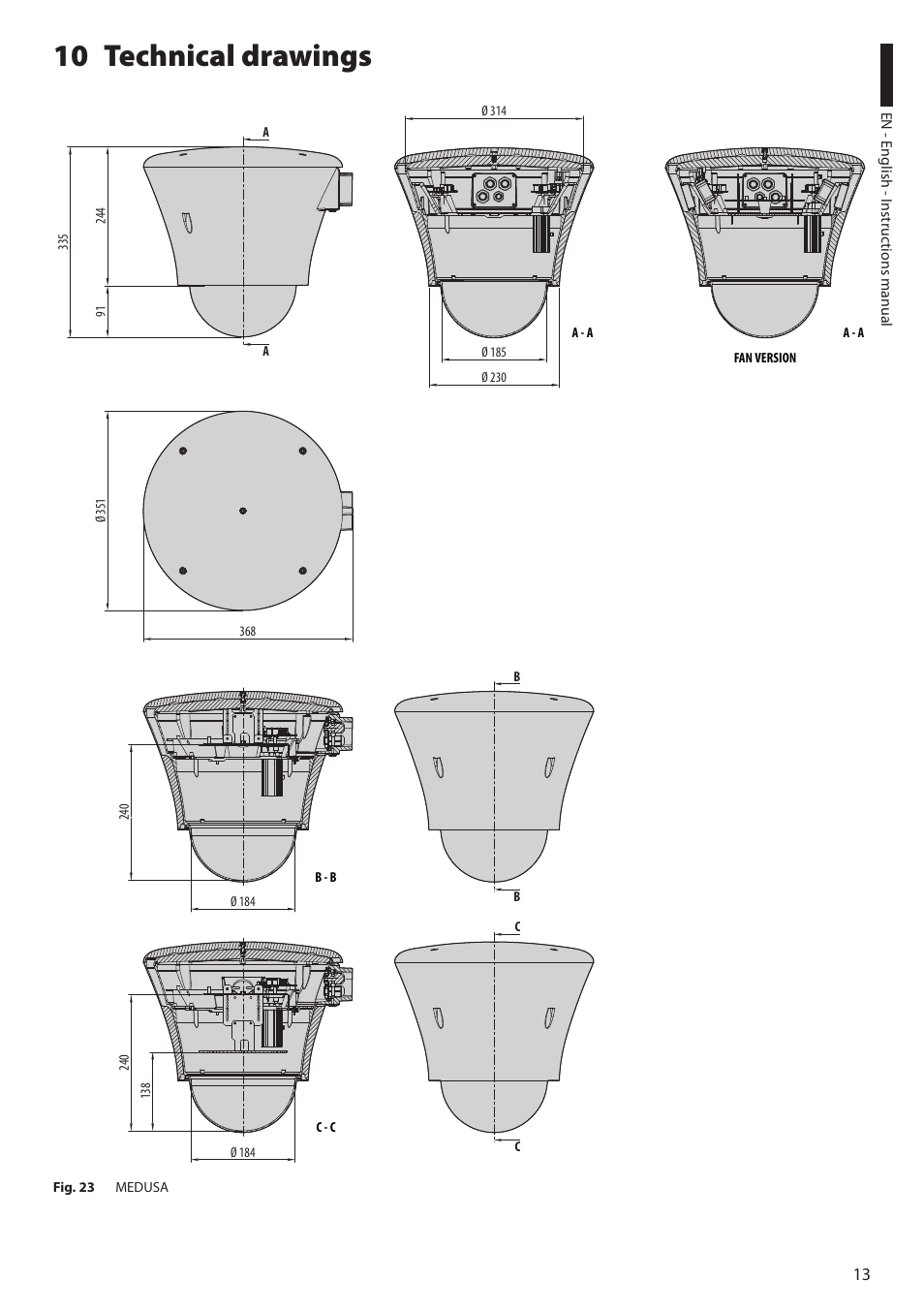 10 technical drawings | Videotec DBH18 - MEDUSA User Manual | Page 15 / 60