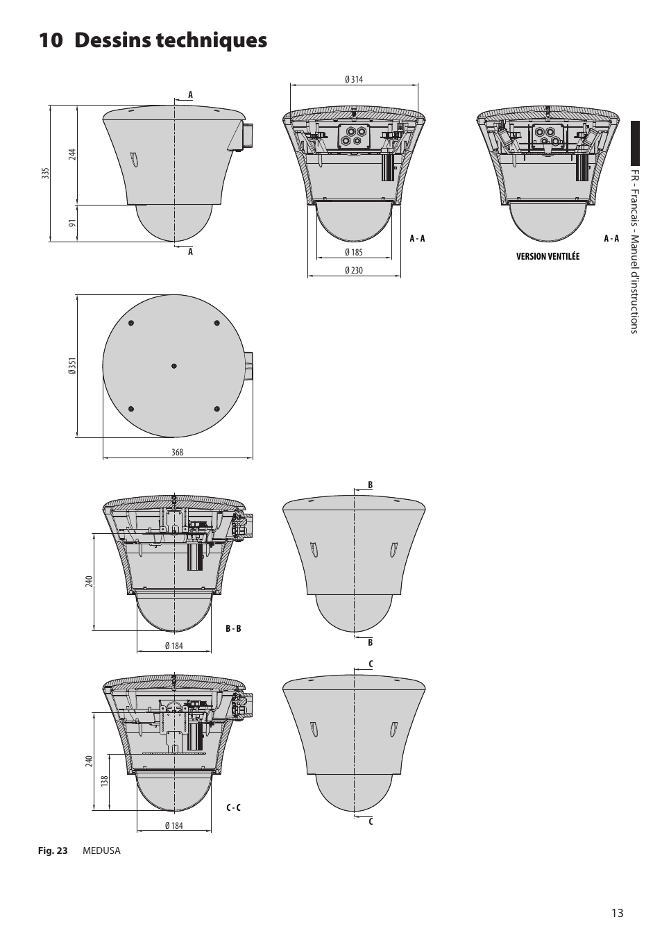 10 dessins techniques | Videotec DBH18 - MEDUSA User Manual | Page 43 / 60