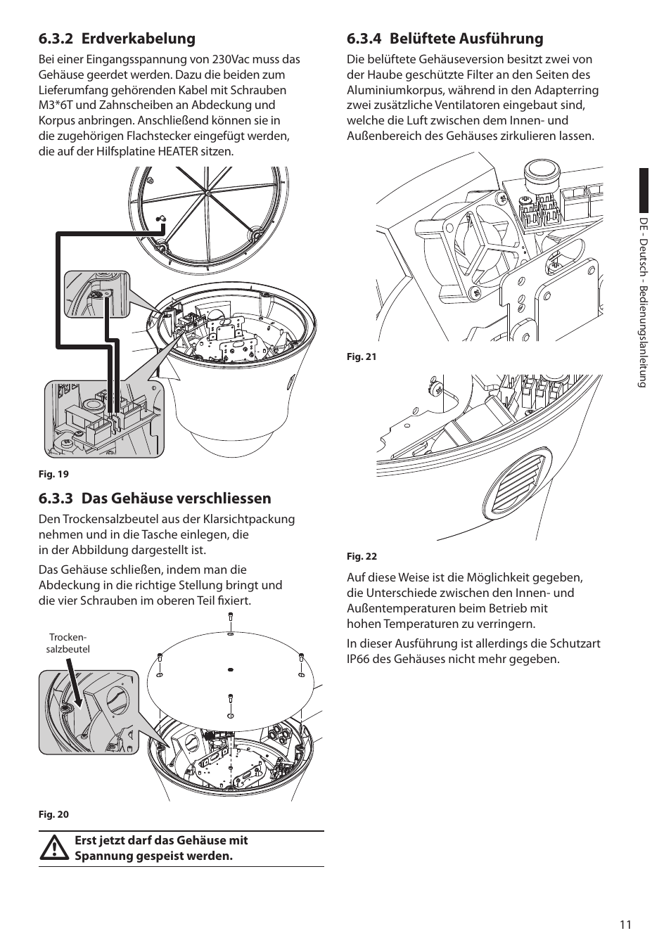 2 erdverkabelung, 3 das gehäuse verschliessen, 4 belüftete ausführung | Videotec DBH18 - MEDUSA User Manual | Page 55 / 60