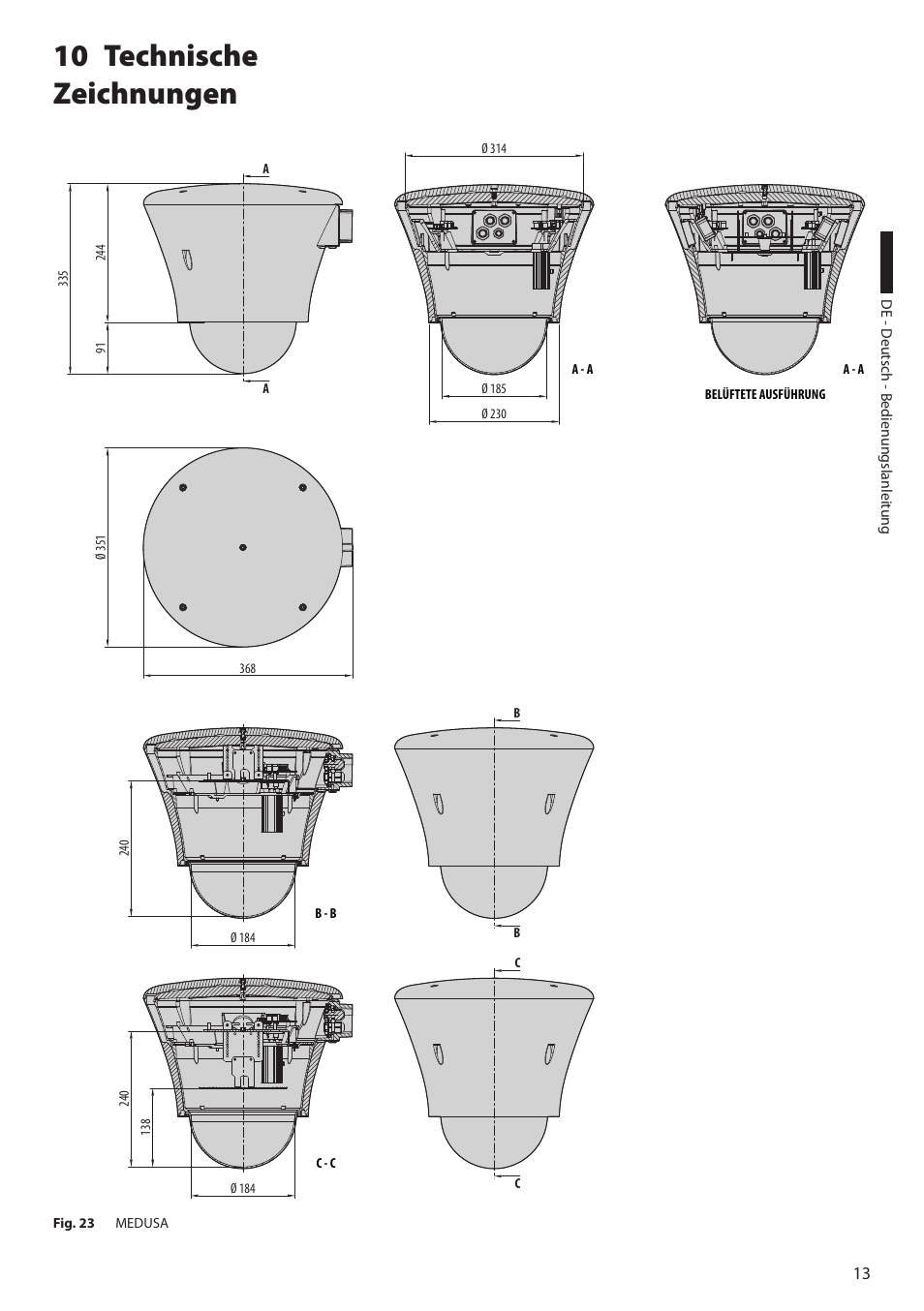 10 technische zeichnungen | Videotec DBH18 - MEDUSA User Manual | Page 57 / 60