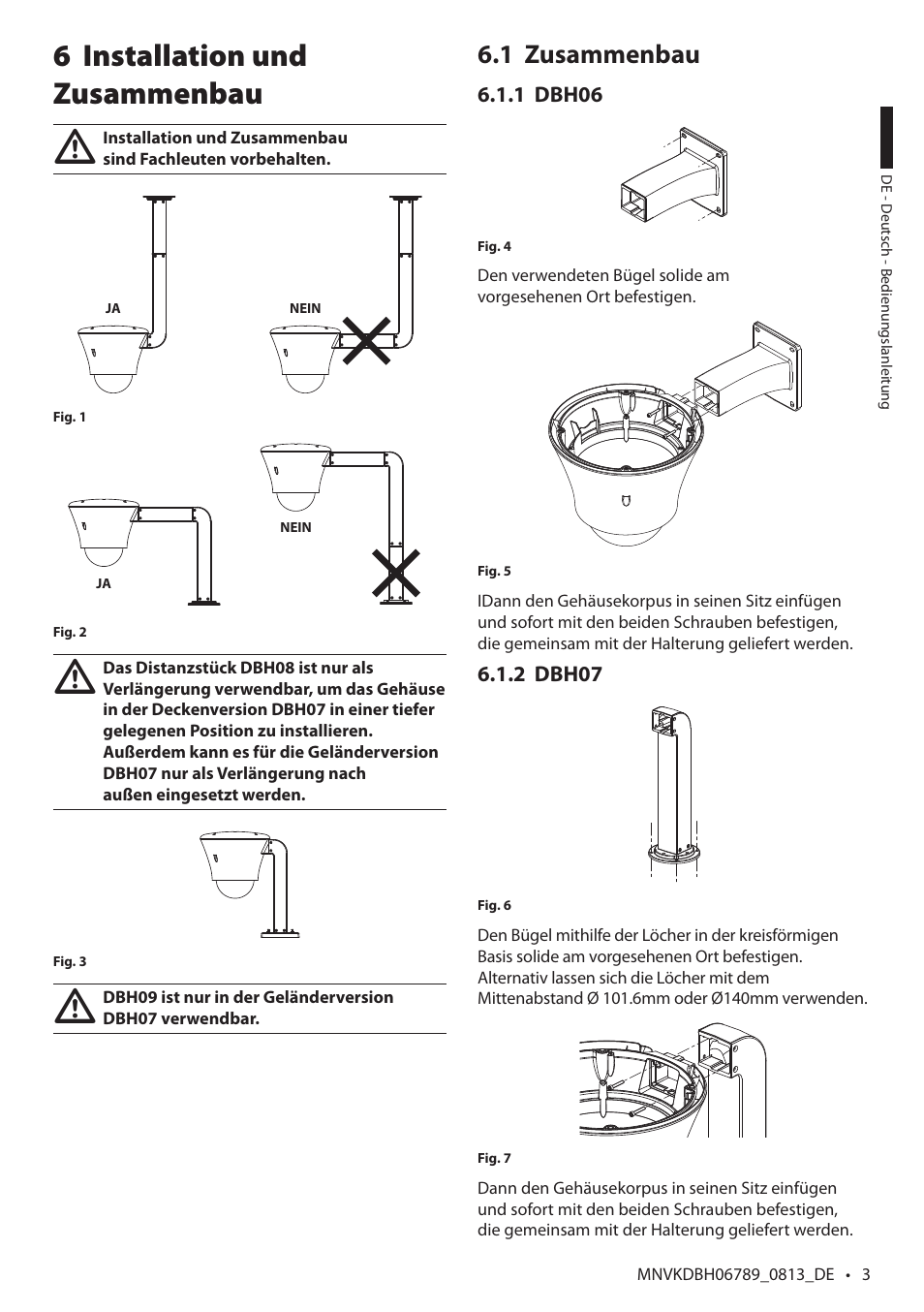 Installation und 6 zusammenbau, Zusammenbau 6.1 | Videotec DBH18 Brackets User Manual | Page 11 / 28