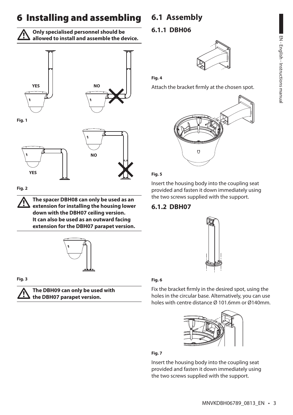 Installing and assembling 6, Assembly 6.1 | Videotec DBH18 Brackets User Manual | Page 5 / 28