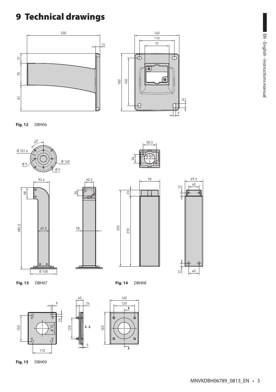 Technical drawings 9 | Videotec DBH18 Brackets User Manual | Page 7 / 28