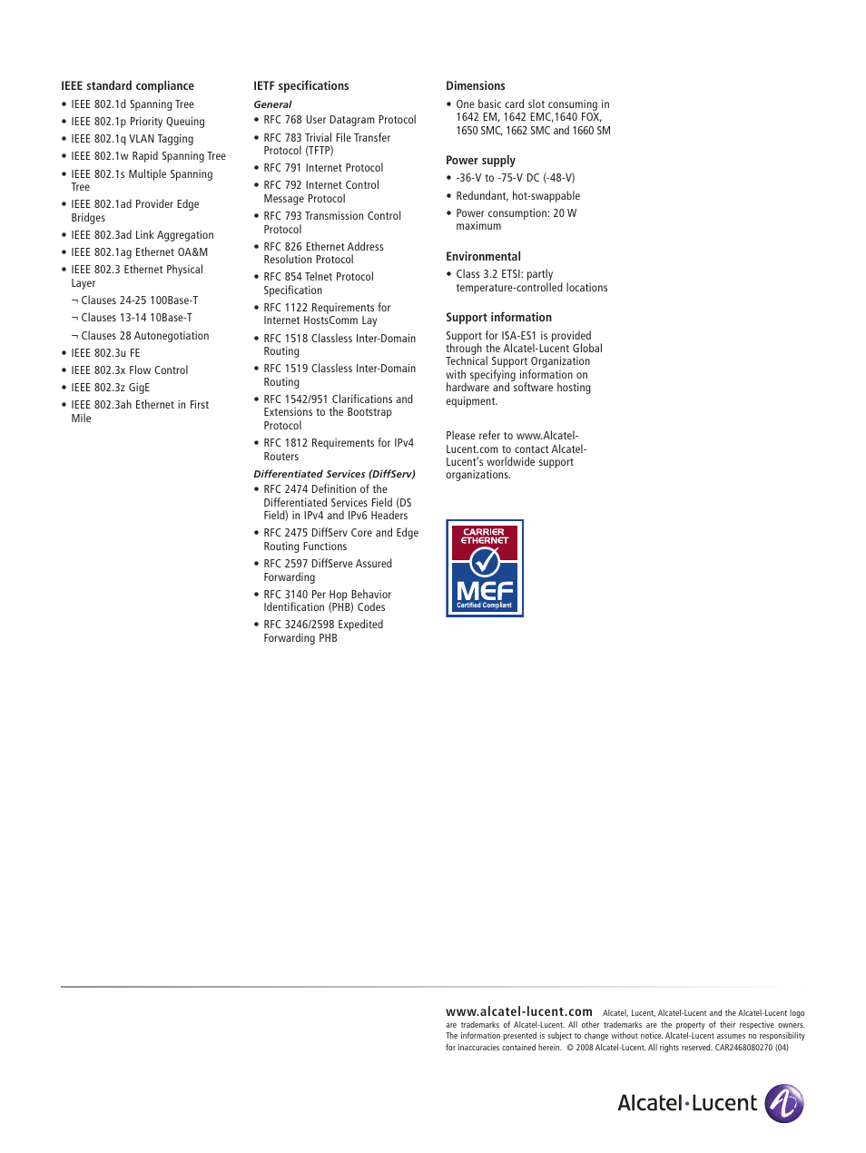 Alcatel-Lucent ES4 Series User Manual | Page 6 / 6