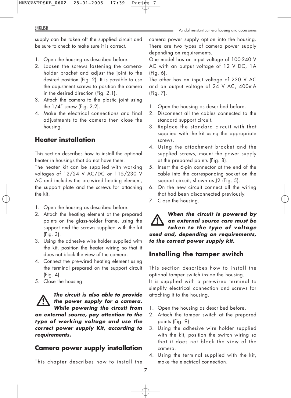 Videotec AVTPSK User Manual | Page 7 / 20