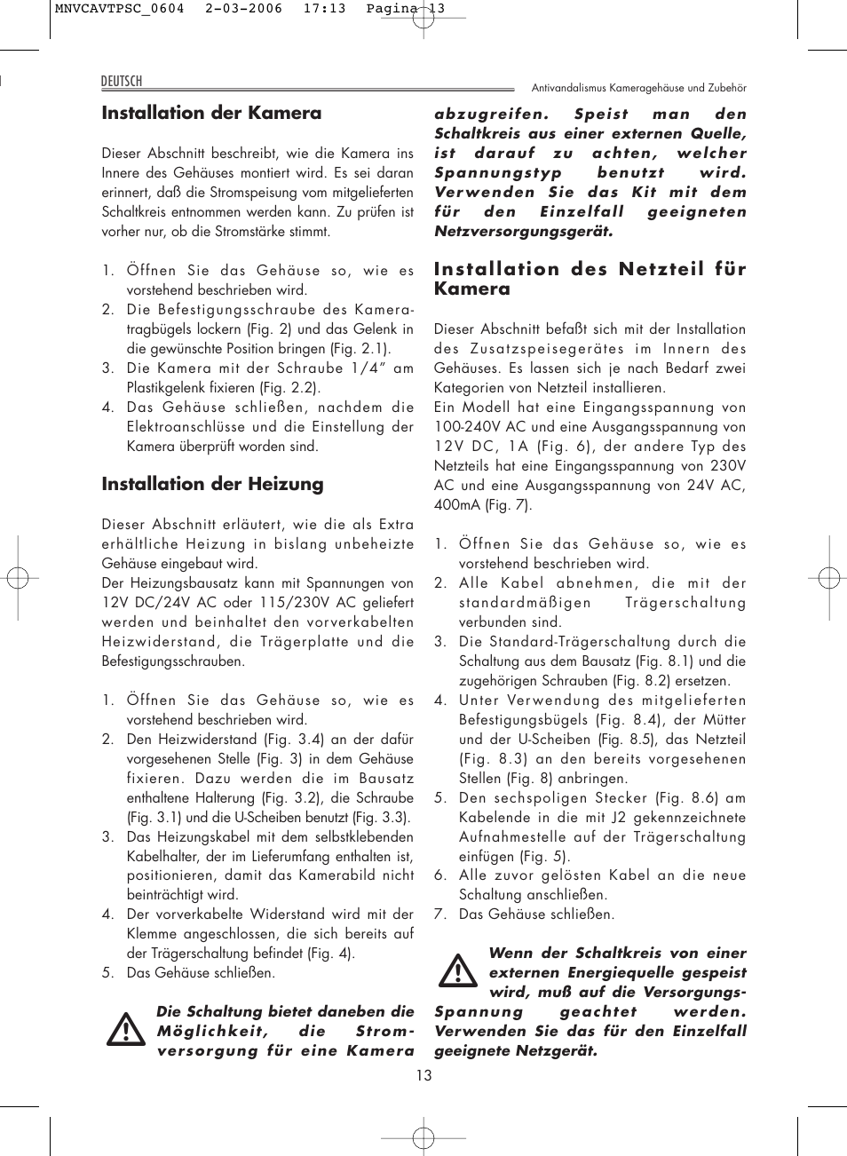 Videotec AVTPSC User Manual | Page 13 / 20