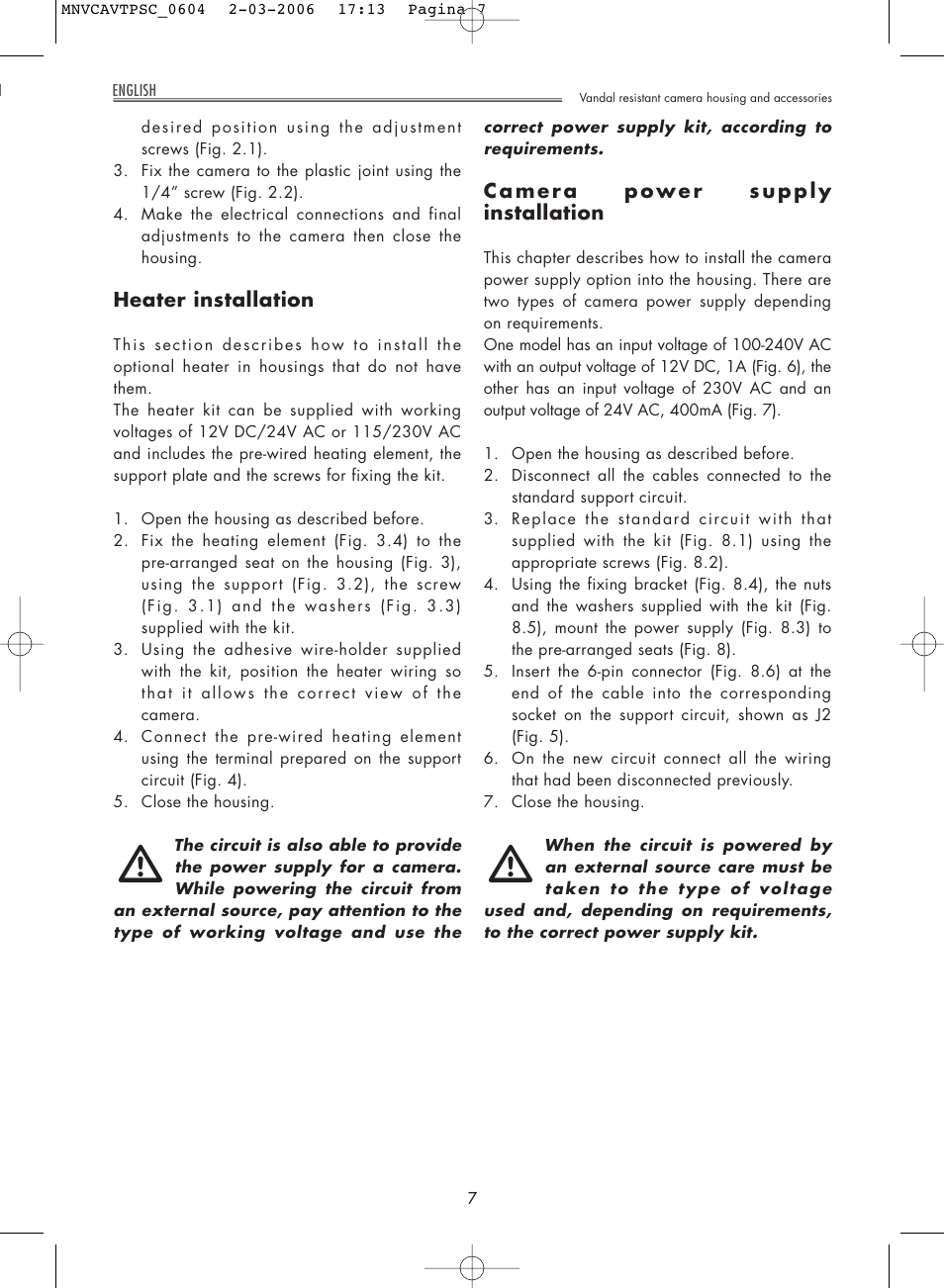 Videotec AVTPSC User Manual | Page 7 / 20