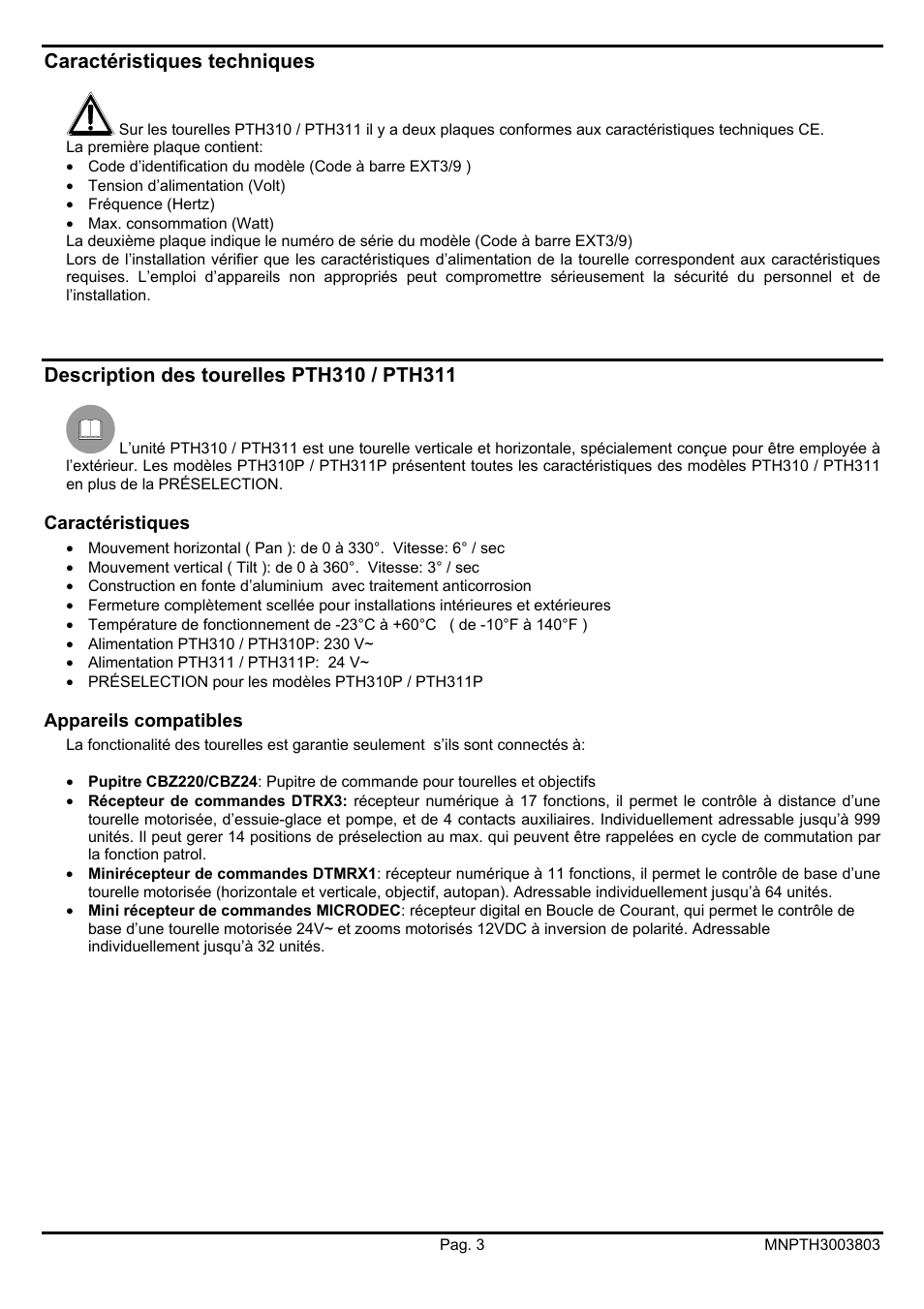 Videotec PTH300 User Manual | Page 35 / 60