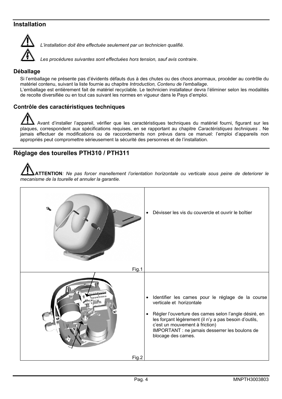 Videotec PTH300 User Manual | Page 36 / 60