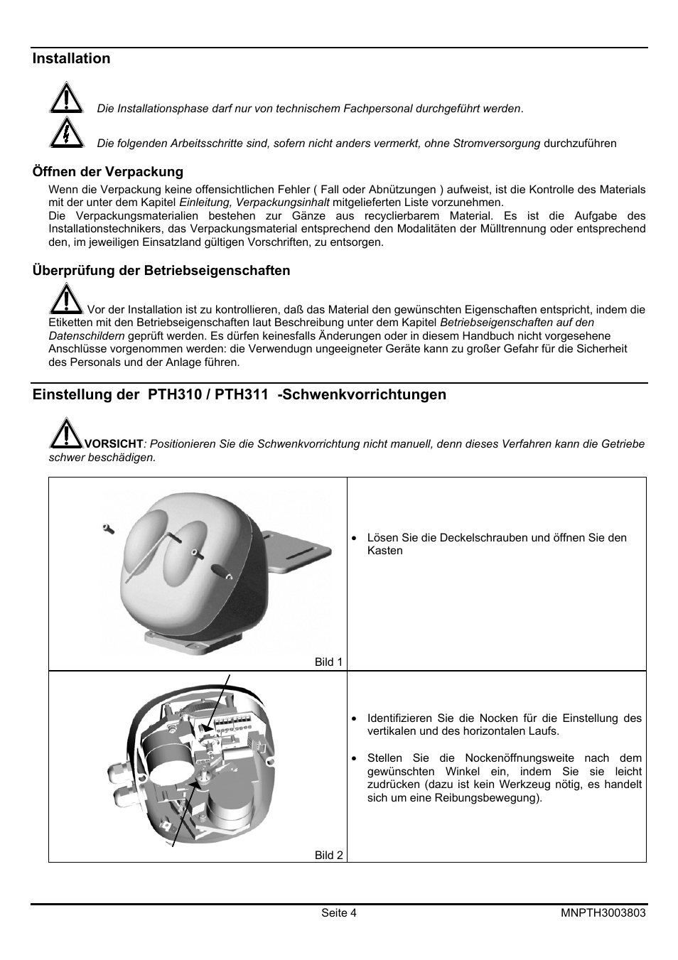 Videotec PTH300 User Manual | Page 50 / 60