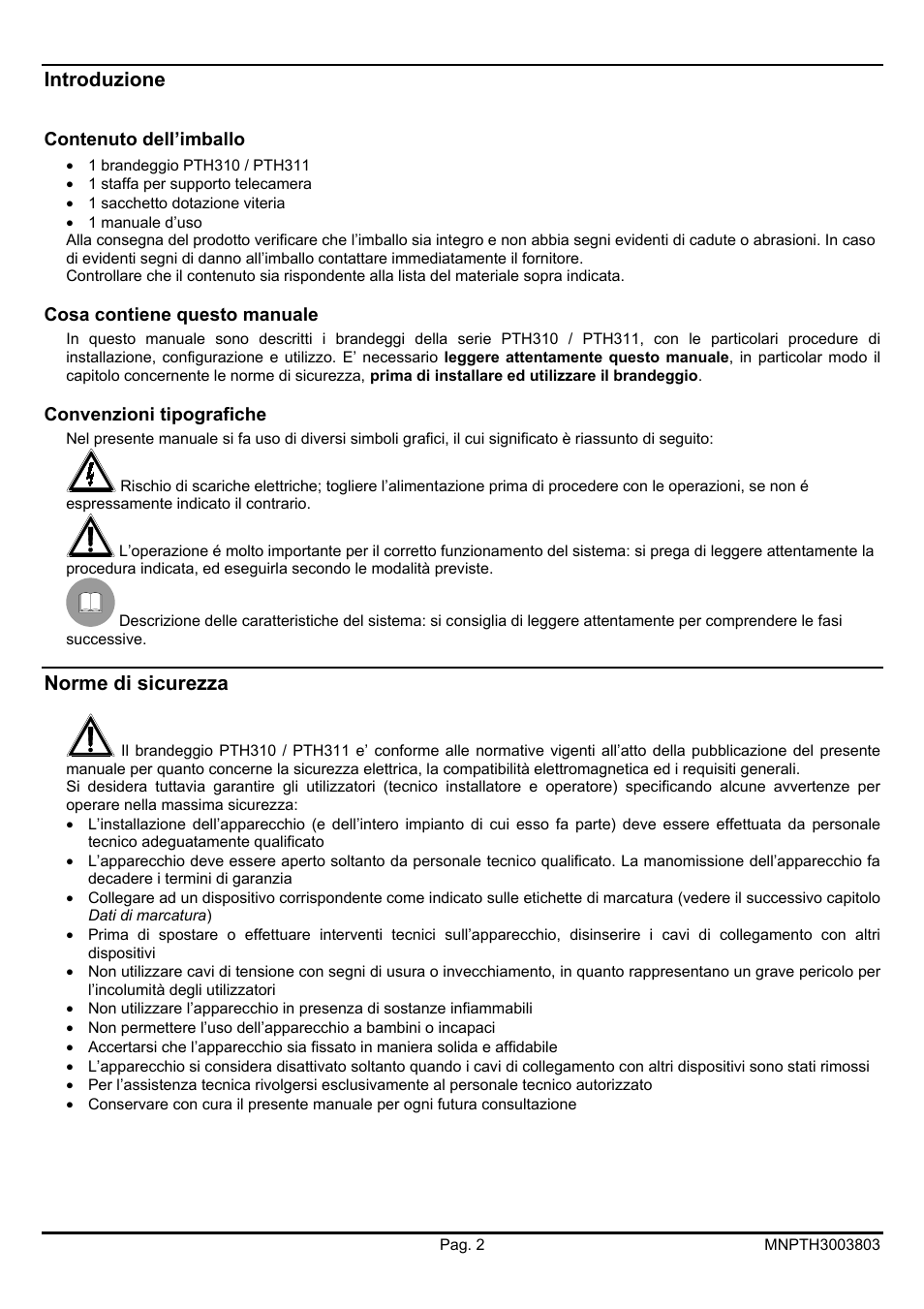 Videotec PTH300 User Manual | Page 6 / 60